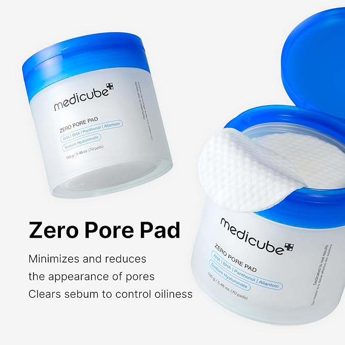Medicube Zero Pore Pads 2.0, Dual-Textured Facial Toner Pads for Exfoliation and Pore Care with AHA Lactic Acid+ BHA Salicylic Acid, Ideal for All Skin Types, Korean Skin Care