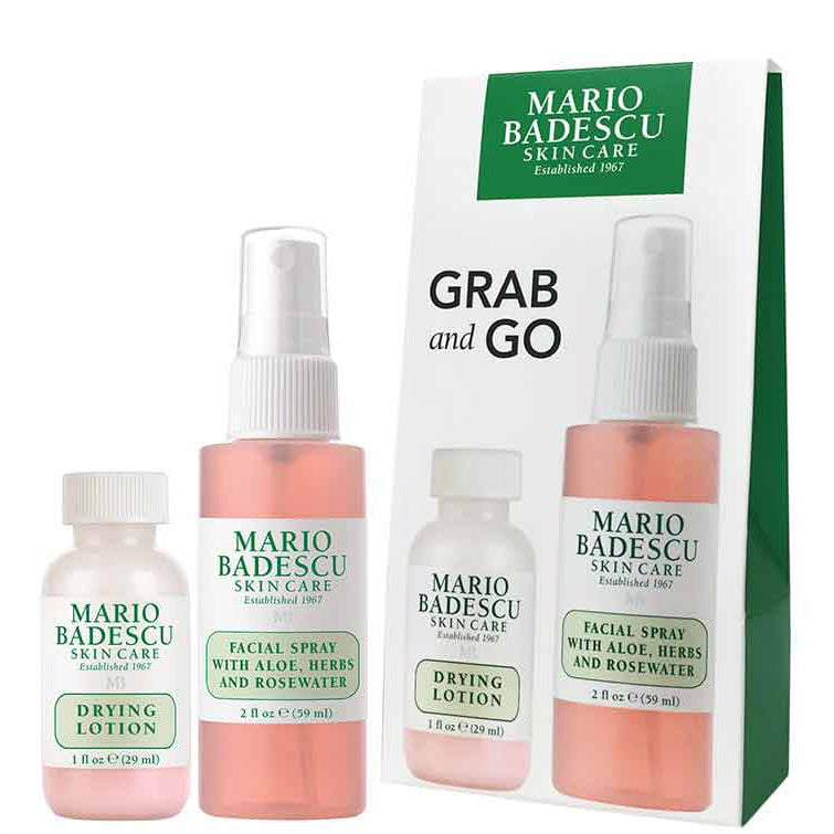 Mario Badescu Grab and Go Set – Drying Lotion & Facial Spray Travel Kit for Acne & Hydration
