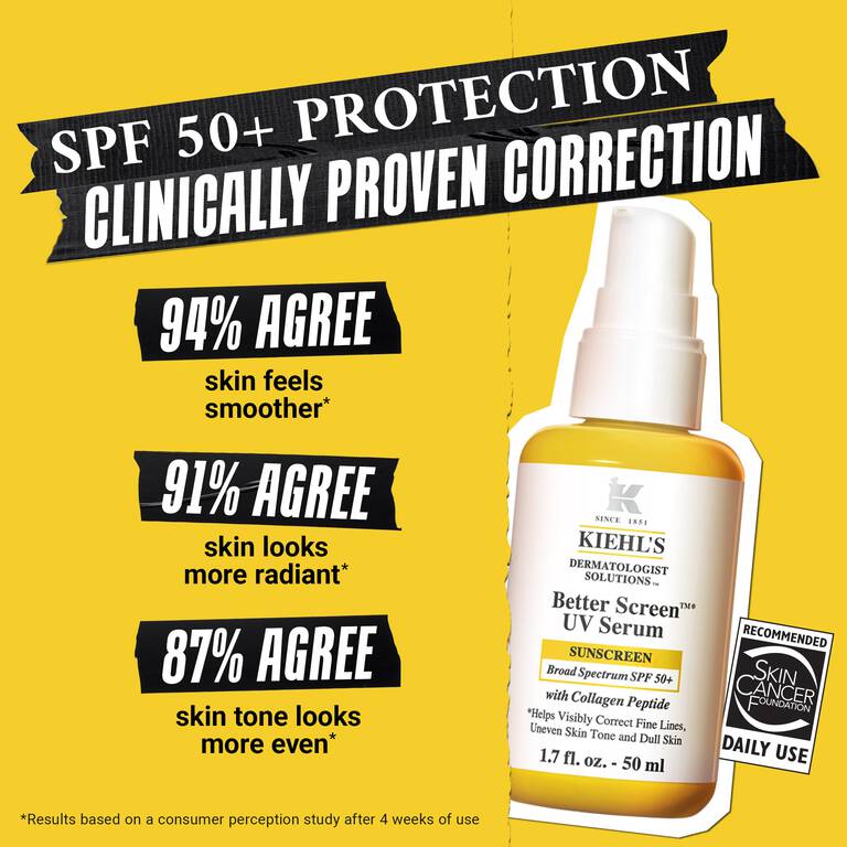 KIEHL'S Better Screen™ UV Serum SPF 50+ Facial Sunscreen with Collagen Peptide 50 ml