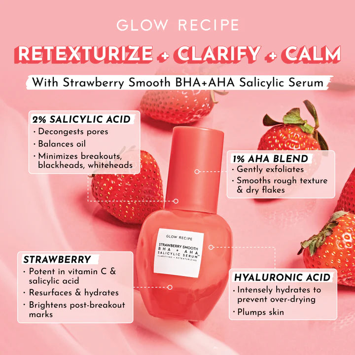 Glow Recipe  Strawberry Smooth BHA + AHA Salicylic Acid Serum